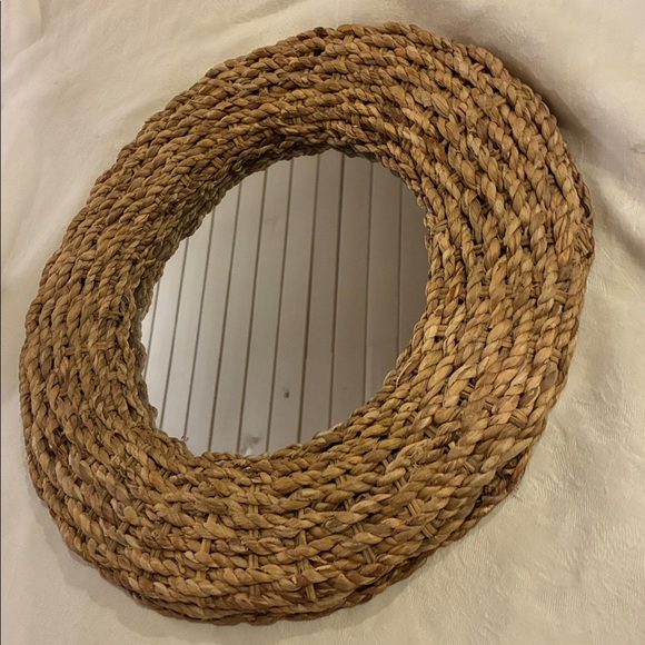 Other - Nautical Mirror Natural 17” Woven Mirror/Center Console Tray W/ Hook to Hang NWT
